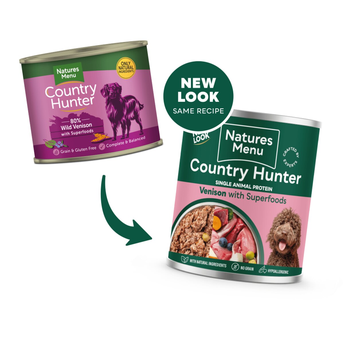 Natures Menu Country Hunter Meals Venison & Blueberry Wet Dog Food Cans - 6 x 600g_1